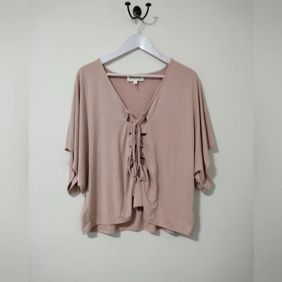 Tricot by C'est Toi Blush Dusty Pink Size Small Tie Front Dolman Top Blouse - Picture 1 of 7